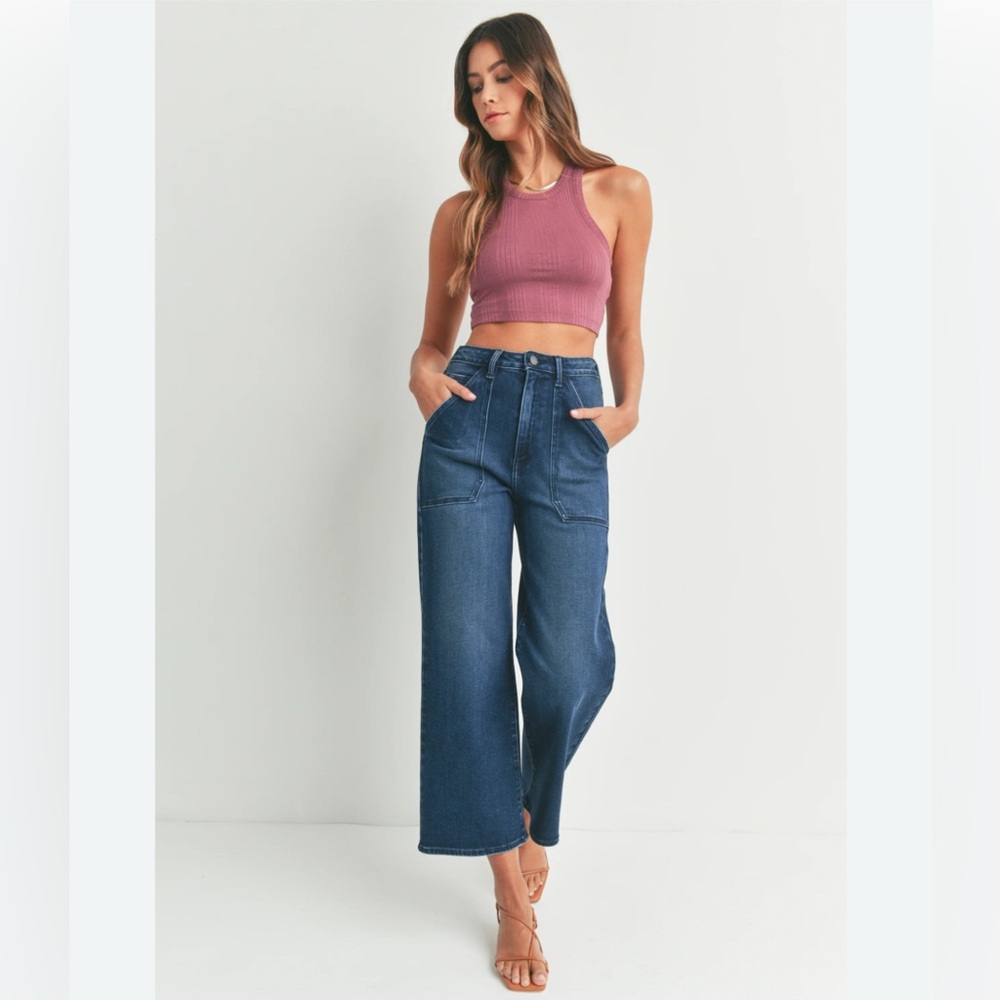Just Black Dark Blue Flare & Wide Leg Jeans